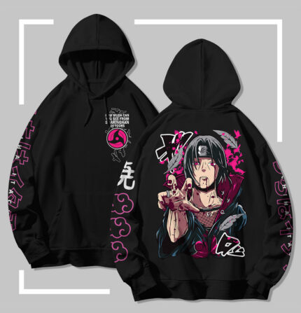 Sweat à capuche noir Naruto Itachi Uchiha – Sharingan Vision