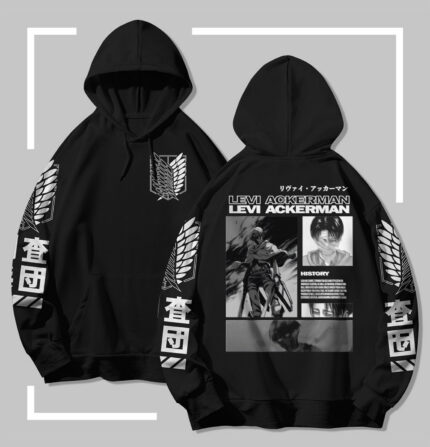 Sweat à capuche noir Attack on Titan Levi manga