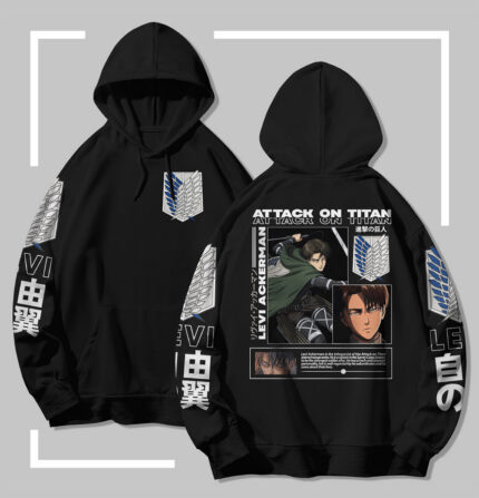 Sweat à capuche noir Attack on Titan Levi anime