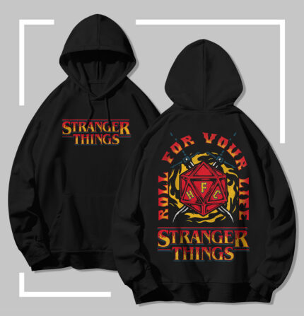 Sweat à capuche noir Stranger Things – Roll of Your Life