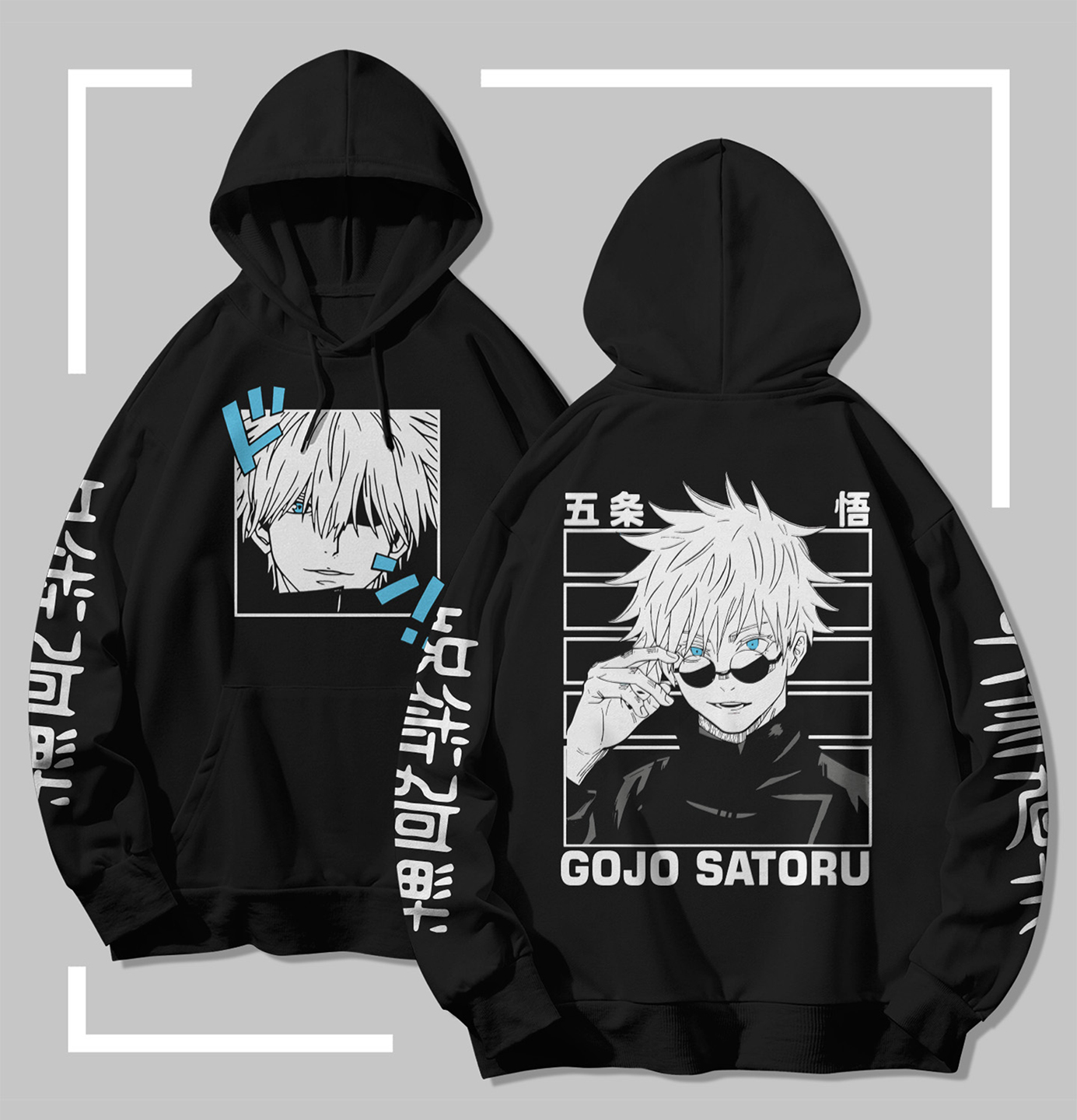 Gojo Satoru – Six Eyes Look Sweat à capuche noir JJK Gojo Satoru – Six Eyes Look
