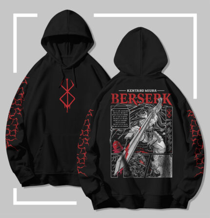 Sweat à capuche noir Berserk Guts