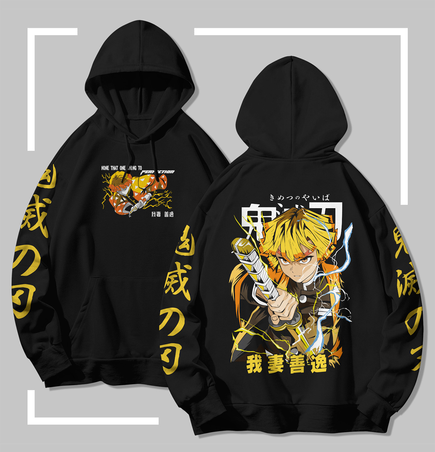 Demon Slayer Zenitsu Sweat à capuche noir Demon Slayer Zenitsu