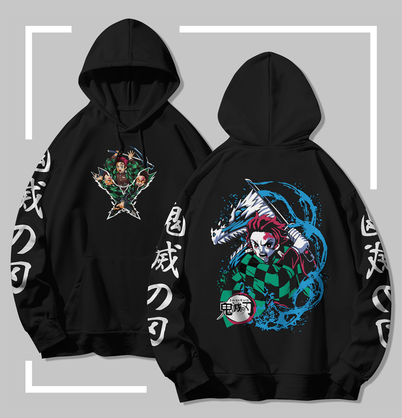 Tanjiro Water Breathing Sweat à capuche noir Demon Slayer Tanjiro Water Breathing