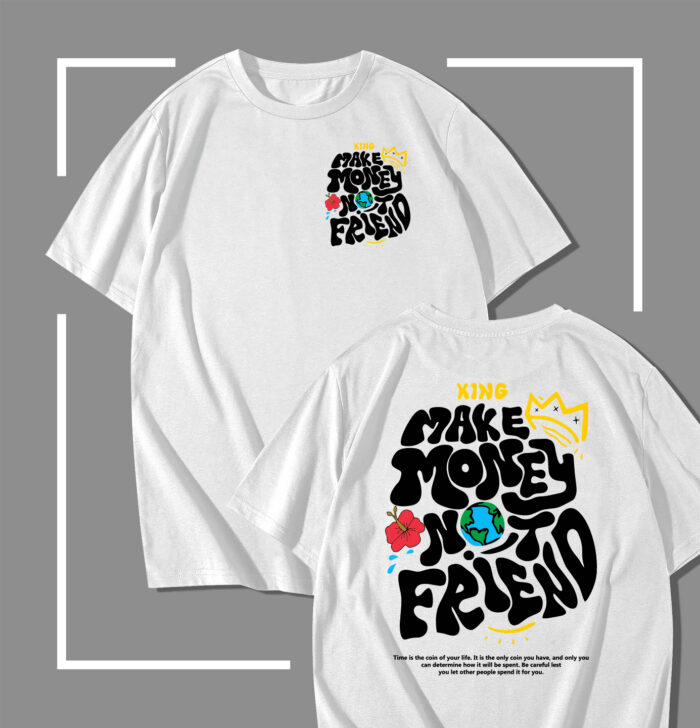 T-shirt blanc Make Money Not Friends