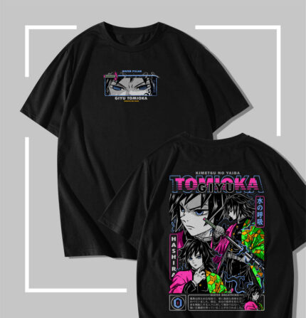T-shirt noir Demon Slayer Tomioka Water Pillar