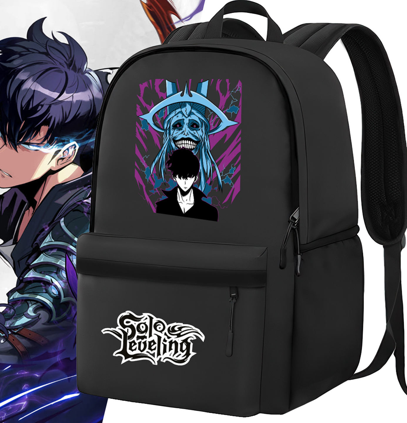 Sac à Dos Solo Leveling Cartenon Smile Sac à dos noir Solo Leveling Cartenon Smile