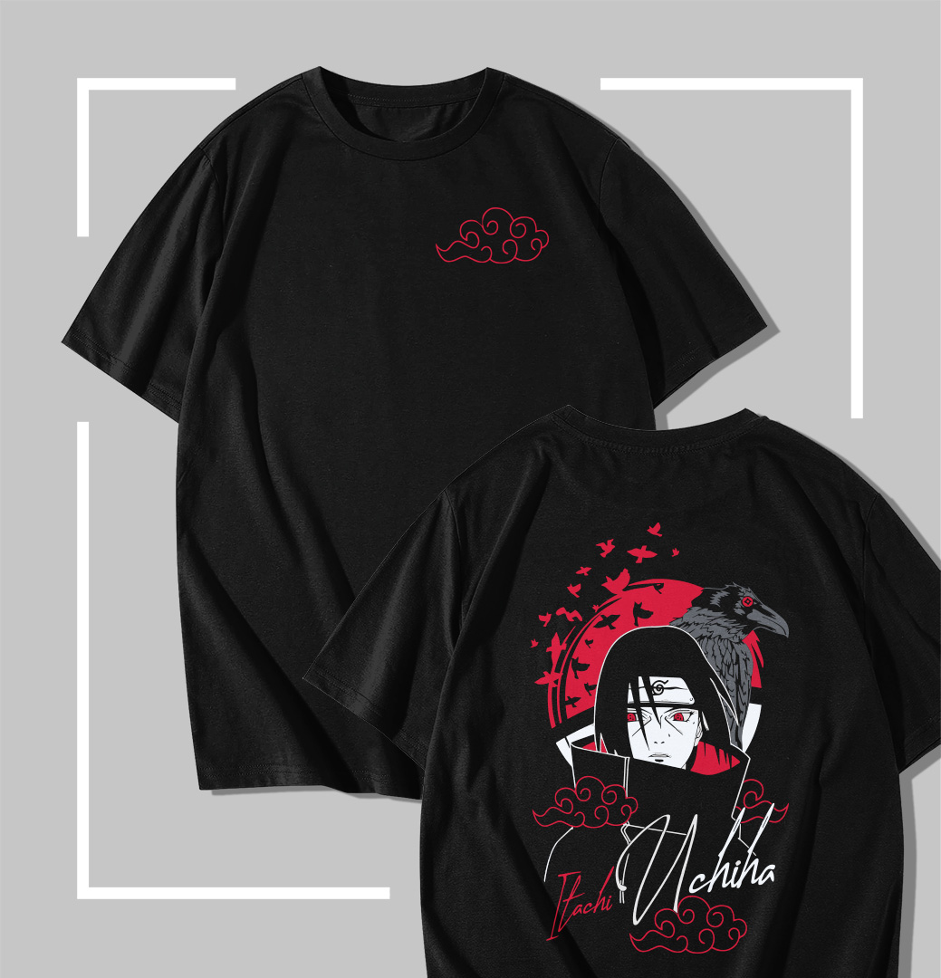 Itachi Uchiha Crow Illusion T-shirt noir Itachi Uchiha Crow Illusion