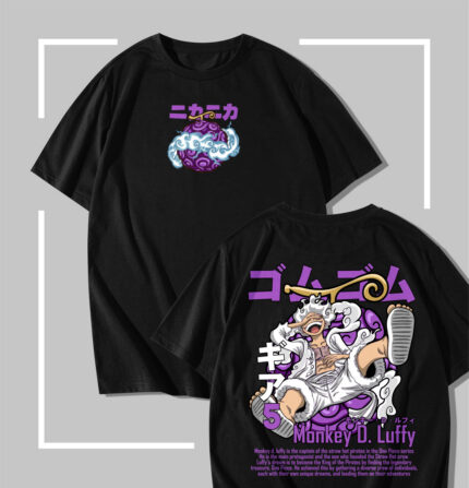 T-shirt noir One Piece Luffy Gear 5 Devil Fruit