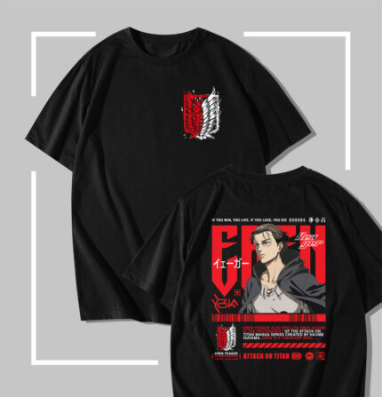 T-shirt noir Attack on Titan Eren Yeager