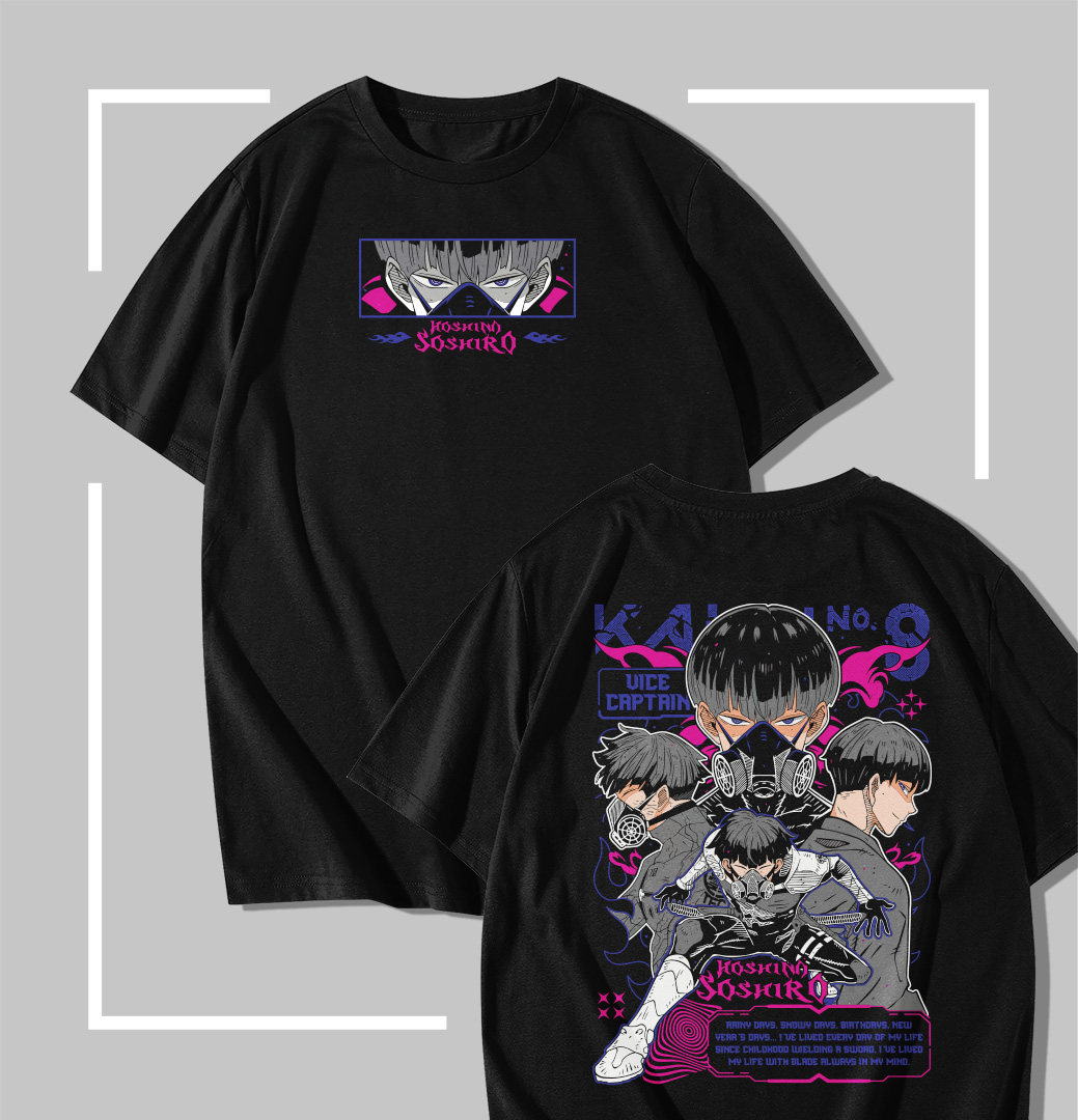 Kaiju No. 8 Soshiro Hoshina T-shirt noir Kaiju No. 8 Soshiro Hoshina – Vice-Captain Dual Blades