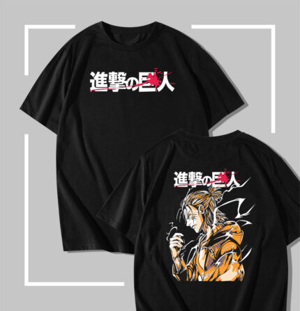 T-shirt noir Attack on Titan Eren Yeager