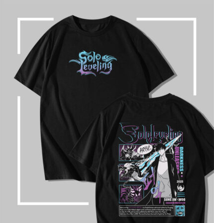 T-shirt noir Solo Leveling Sung Jin-woo Darkness Unleashed