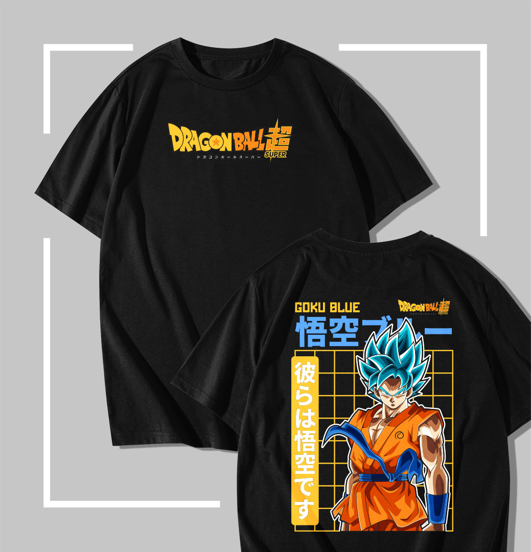 Blue Vapor Grid guku T-shirt Noir Dragon ball Blue Vapor Grid guku