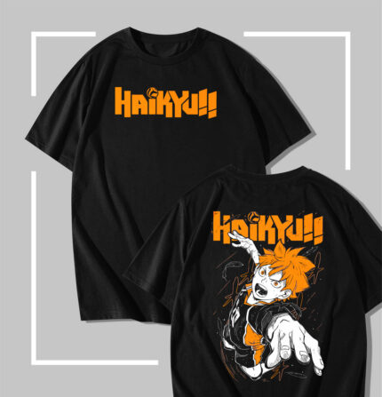 T-shirt Noir Haikyu Spike Jump