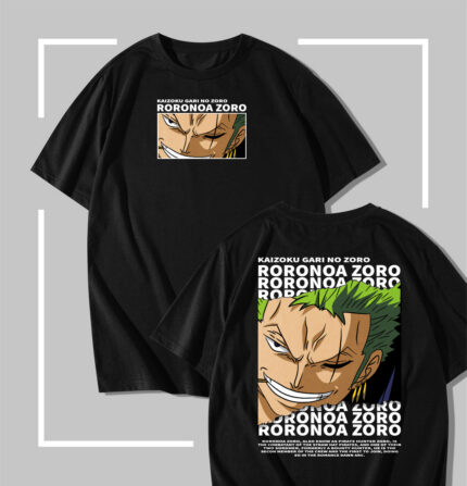 t-shirt noir One Piece Zoro Pirate Hunter