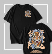 T-shirt noir Powerful Roaring Tiger