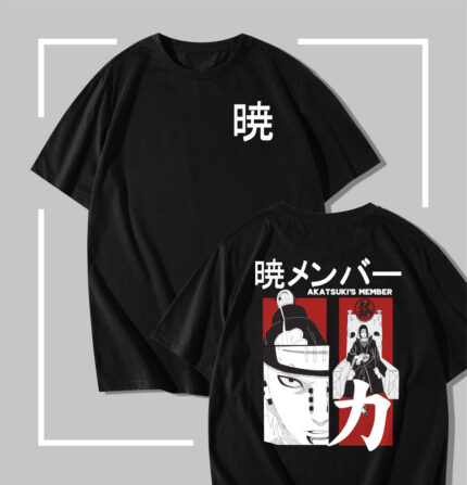 T-shirt noir Akatsuki Leaders – Pain Throne & Obito