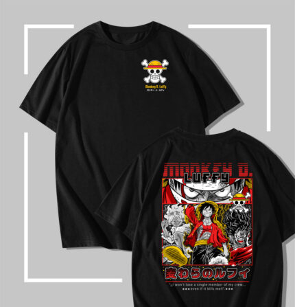 t-shirt noir One Piece Luffy Captain's Resolve