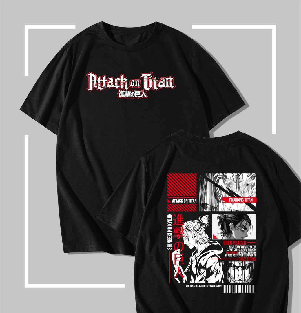 T-shirt Eren Titan T-shirt noir Attack on Titan Eren Yeager Titan