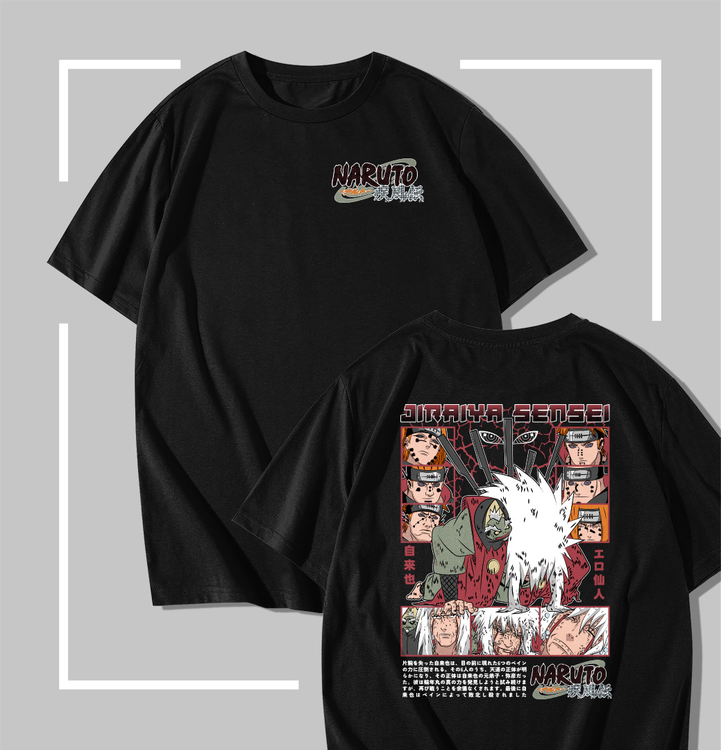 Jiraiya Sensei T-shirt Noir Jiraiya Sensei – Sage Mode vs Six Paths of Pain