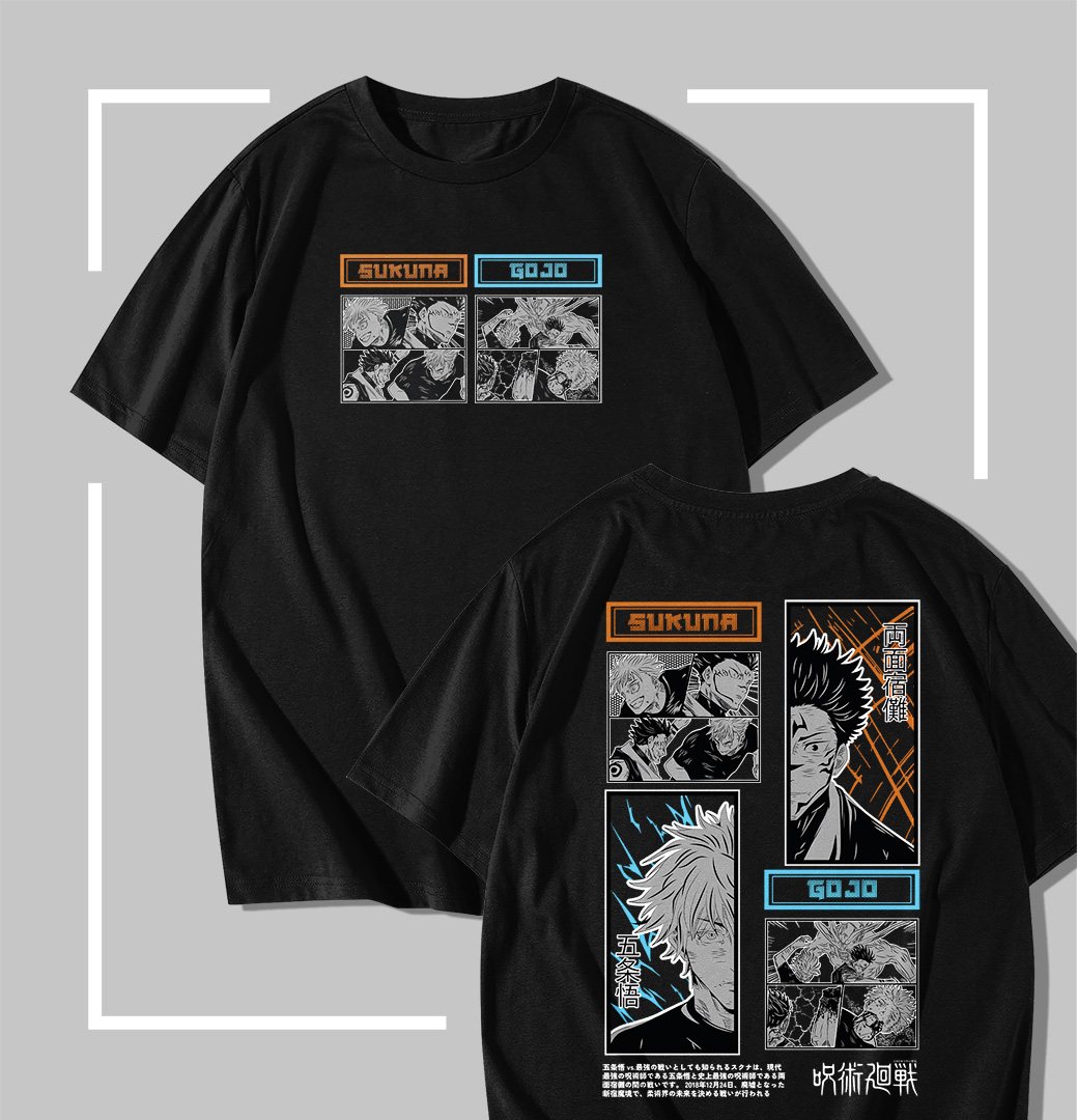 Gojo vs Sukuna T-shirt noir jujutsu kaisen Gojo vs Sukuna