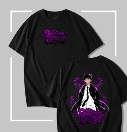 T-shirt noir Solo Leveling Sung Jin-woo Purple Shadow Surge