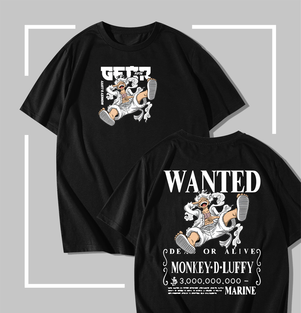 Luffy Gear 5 Bounty Poster t-shirt noir One Piece Luffy Gear 5 Bounty Poster