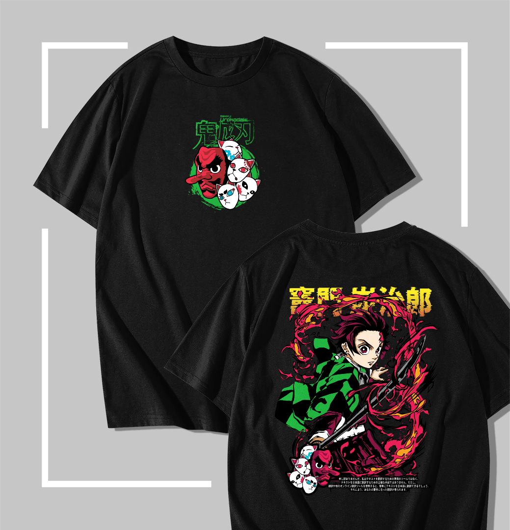 T-shirt Sakonji Urokodaki T-shirt noir Demon Slayer Sakonji Urokodaki