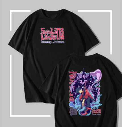 T-shirt noir Solo Leveling Sung Jin-woo Dagger & Shadow Knight