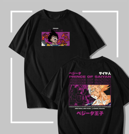 T-shirt Noir Dragon ball VegetaPrince of Saiyan