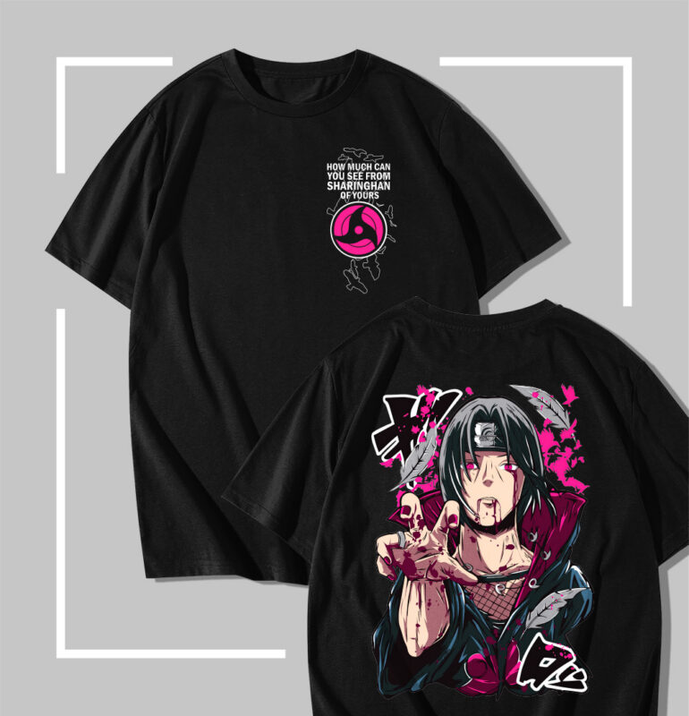 T-shirt noir Itachi Uchiha Sharingan Vision
