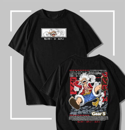 t-shirt noir One Piece Luffy Gear 5 Joyboy