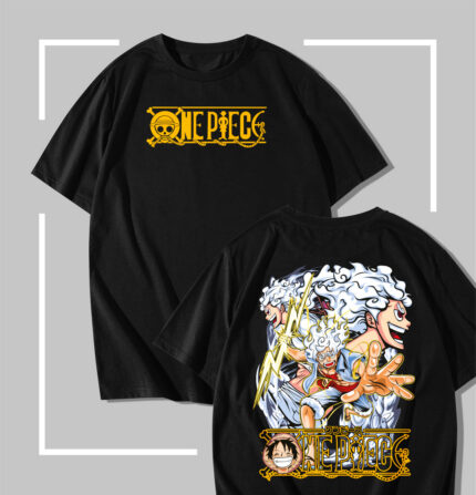 t-shirt noir One Piece Luffy Gear 5 Lightning Strike