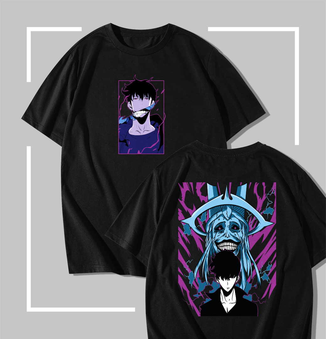 Solo Leveling Cartenon Smile T-shirt noir Solo Leveling Cartenon Smile