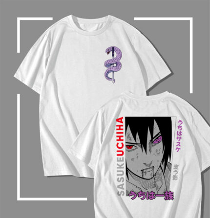 T-shirt blanc Sasuke Uchiha Purple Snake