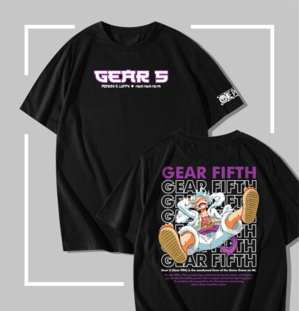 t-shirt noir One Piece Luffy Gear 5 Purple