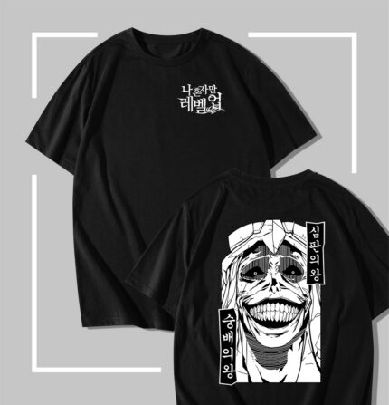 T-shirt noir Solo Leveling Judgment Statue