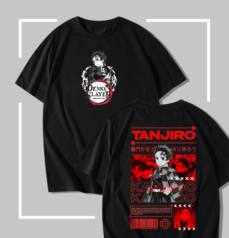 T-shirt noir Demon Slayer Tanjiro Kamado