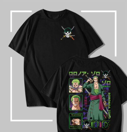 t-shirt noir One Piece Zoro Wano Swordsman