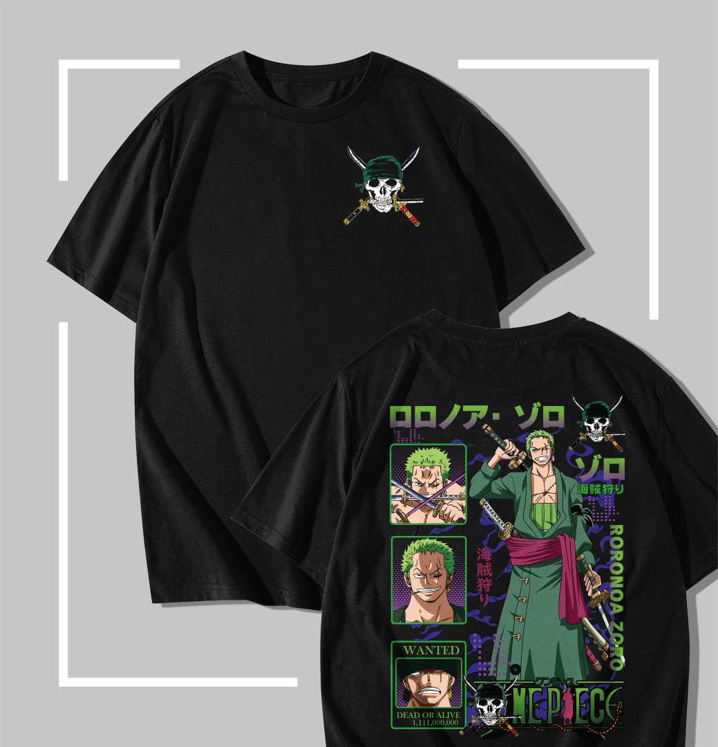 Zoro Wano Swordsman t-shirt noir One Piece Zoro Wano Swordsman