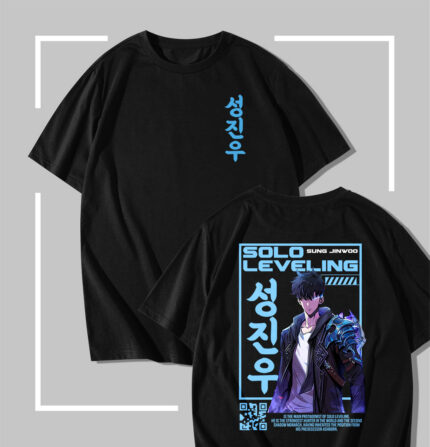 T-shirt noir Solo Leveling Sung Jin-woo Techwear