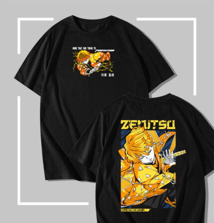 T-shirt noir Demon Slayer Zenitsu Sleeping Awakening