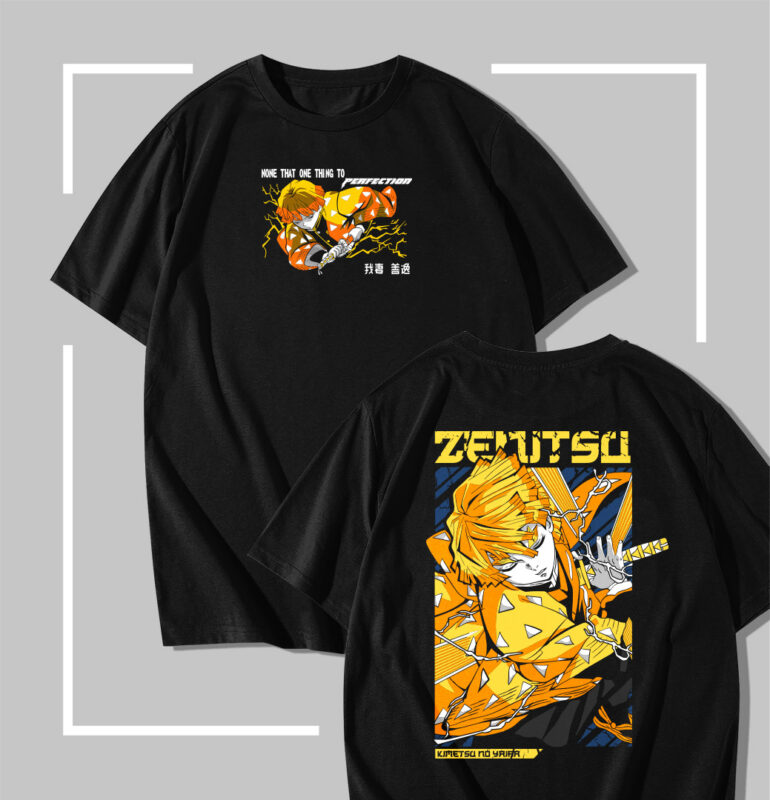 T-shirt noir Demon Slayer Zenitsu Sleeping Awakening