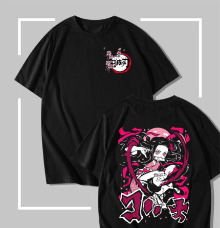 T-shirt noir Demon Slayer Nezuko Exploding Blood