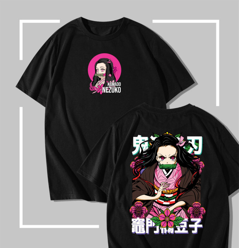 T-shirt noir Demon Slayer Nezuko Bamboo Protector