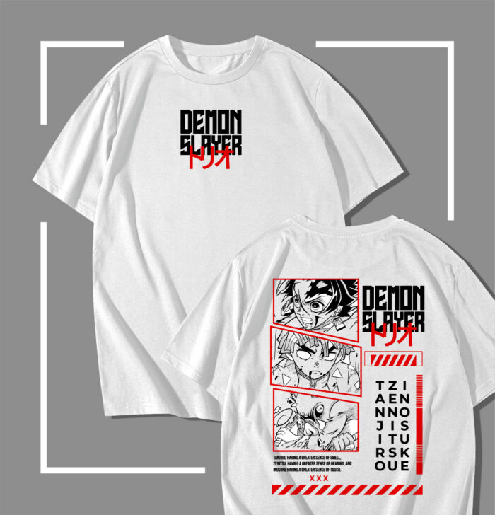 T-shirt blanc Demon Slayer Trio Squad