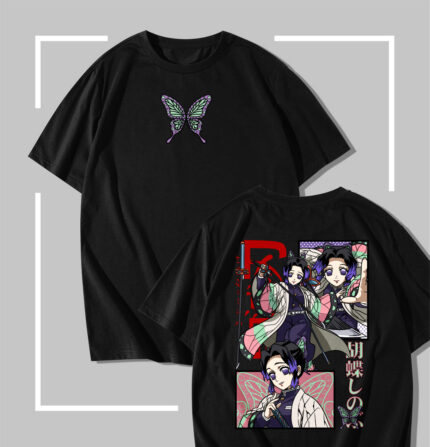 T-shirt noir Demon Slayer Insect Hashira Triple