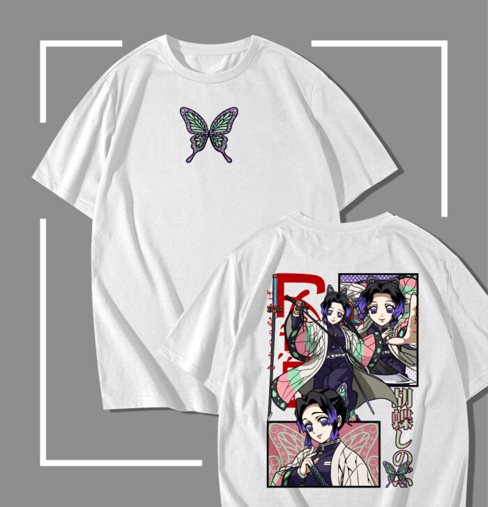 T-shirt blanc Demon Slayer Insect Hashira Triple