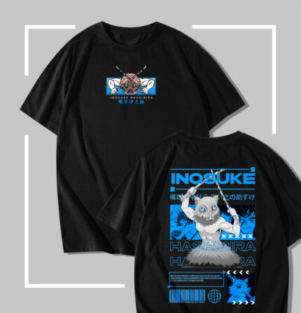 T-shirt noir Demon Slayer Inosuke Hashibira